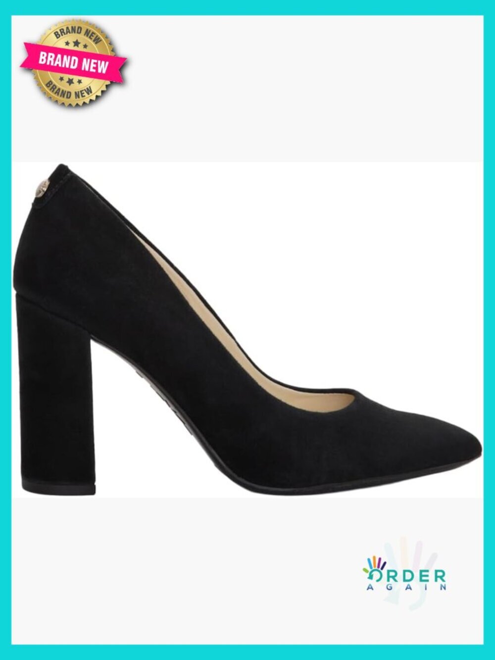 Block Heel Pump Pointed Toe Slip-On Classic Comfort Suede Leather Dress Shoe